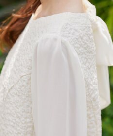 Tiaclasse L 【洗える】フラワーJQ袖シフォンチュニック