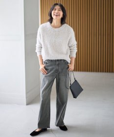 ANY 【洗濯機可/ウエストゴム/ストレッチ】ワイドデニムパンツ