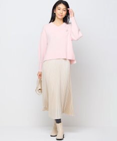 組曲 レザーライクサテン プリーツスカート