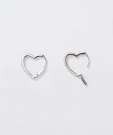 Phoebe 【金属アレルギー対応】ワンタッチライナーハートビジューフープピアス　シルバー