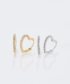 Phoebe 【金属アレルギー対応】ワンタッチライナーハートビジューフープピアス　シルバー