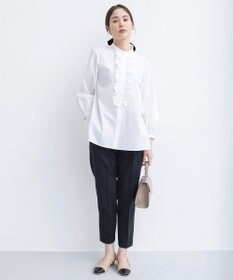 組曲 コンパクトシャーティング フリルブラウス