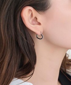 Phoebe 【金属アレルギー対応】ワンタッチライナーハートビジューフープピアス　シルバー