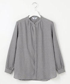 J.PRESS LADIES L 【洗える】ポリエステルヴィスコースブロックチェック バンドカラー ブラウス