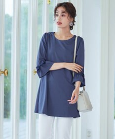 Tiaclasse 【洗える】グログランリボン付きフリル袖チュニック