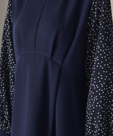 Tiaclasse L ドット柄コンビバックリボンタックワンピース