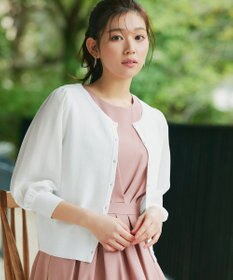 Tiaclasse L 【洗える】パフスリーブコンビカーディガン