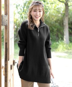 Tiaclasse 【洗える】ハーフジップニットチュニック