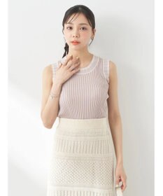 earth music&ecology ノースリーブラインニットプルオーバー