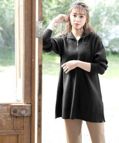 Tiaclasse 【洗える】ハーフジップニットチュニック