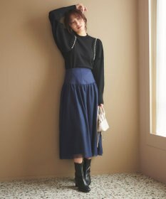 Feroux 【洗える・アンサンブル】パールポイントアンサンブル ニット