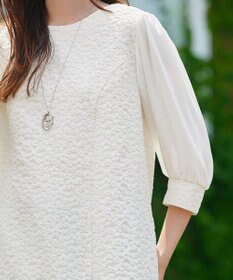 Tiaclasse L 【洗える】フラワーJQ袖シフォンチュニック