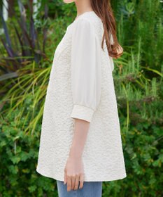 Tiaclasse L 【洗える】フラワーJQ袖シフォンチュニック