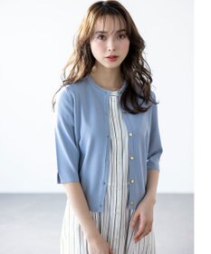 ANY SIS 【接触冷感・UVカット・洗える】ハーフスリーブ カーディガン ライトブルー