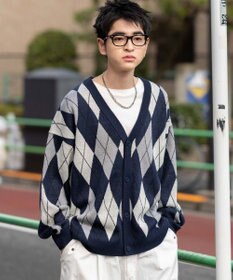 WEGO リラックスフィットパターンカーディガン