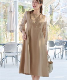 Tiaclasse L ドット柄コンビバックリボンタックワンピース