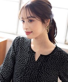 Tiaclasse 【洗える】大人上品な配色ピンタックブラウス