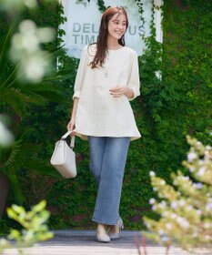 Tiaclasse L 【洗える】フラワーJQ袖シフォンチュニック