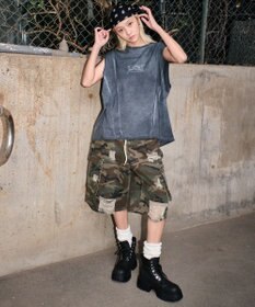 WEGO 【ユニセックス着用ITEM/MLサイズ展開】コールドダイスウィッチングロゴノースリーブ