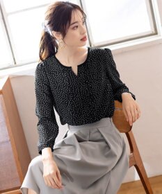 Tiaclasse 【洗える】大人上品な配色ピンタックブラウス