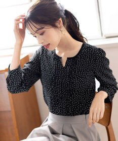 Tiaclasse 【洗える】大人上品な配色ピンタックブラウス