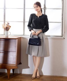 Tiaclasse 【洗える】大人上品な配色ピンタックブラウス