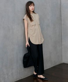 ICB L 【洗える】ワッシャーツイル ワイドストレートパンツ