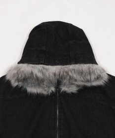 WEGO ファーフードスラッシュデニムブルゾン