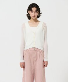 GRACE CONTINENTAL リブシアーニットカーディガン