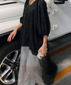 Green Parks AnriettMusee カットジャガードタックブラウス