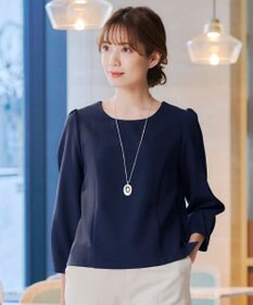 Tiaclasse L 【ダブルストレッチ】【洗える】タックパフ袖ブラウス