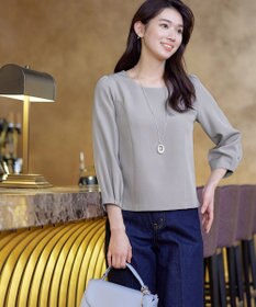 Tiaclasse L 【ダブルストレッチ】【洗える】タックパフ袖ブラウス