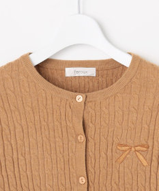 Feroux ケーブル編み×リボン刺繍 ニット カーディガン