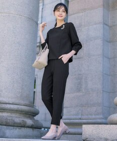 Tiaclasse L 【ダブルストレッチ】【洗える】タックパフ袖ブラウス