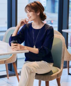 Tiaclasse L 【ダブルストレッチ】【洗える】タックパフ袖ブラウス