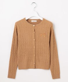 Feroux ケーブル編み×リボン刺繍 ニット カーディガン