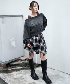 WEGO ネルシャツライクイレヘムミニスカート