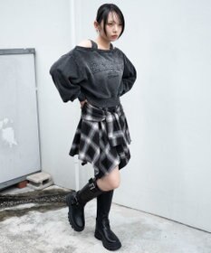 WEGO ネルシャツライクイレヘムミニスカート