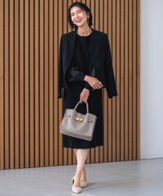 23区 【セットアップ対応/洗える】トリアセダブルジョーゼット ノーカラー ジャケット