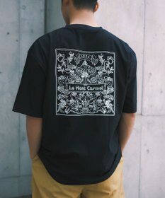 SHARE PARK MENS 【UVカット・吸水速乾・ストレッチ・軽量 】バンダナバックプリントＴシャツ ブラック系