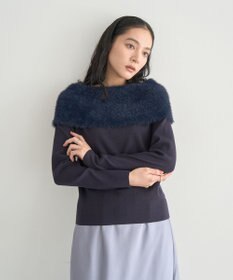 YECCA VECCA ファーMIXオフショルニット