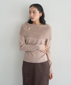 YECCA VECCA ファーMIXオフショルニット