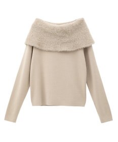 YECCA VECCA ファーMIXオフショルニット