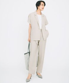 自由区 【カタログ掲載・セットアップ対応・接触冷感・UVカット・洗える】ライトリネンライクテーパード パンツ