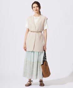 自由区 【カタログ掲載・接触冷感・UVカット・洗える】リネンミックスツィル ジレ