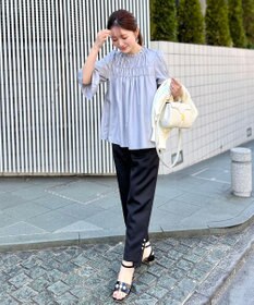 Feroux 【洗える】スタンドネックシャーリング ブラウス