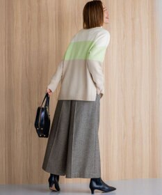 23区 S 【洗える】ウールカシミヤ カラーブロック チュニック ニット