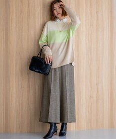 23区 S 【洗える】ウールカシミヤ カラーブロック チュニック ニット