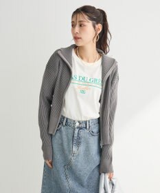 Green Parks 配色リブＺｉｐニットカーディガン