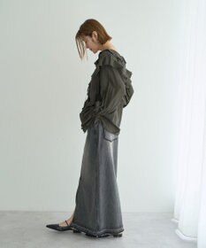 YECCA VECCA ラッフルリボンロングブラウス